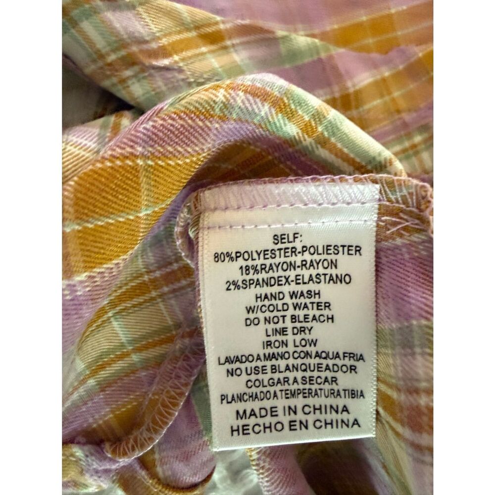 Listicle Plaid A-Line Skirt in Yellow & Lavender Plaid - Picture 7 of 8